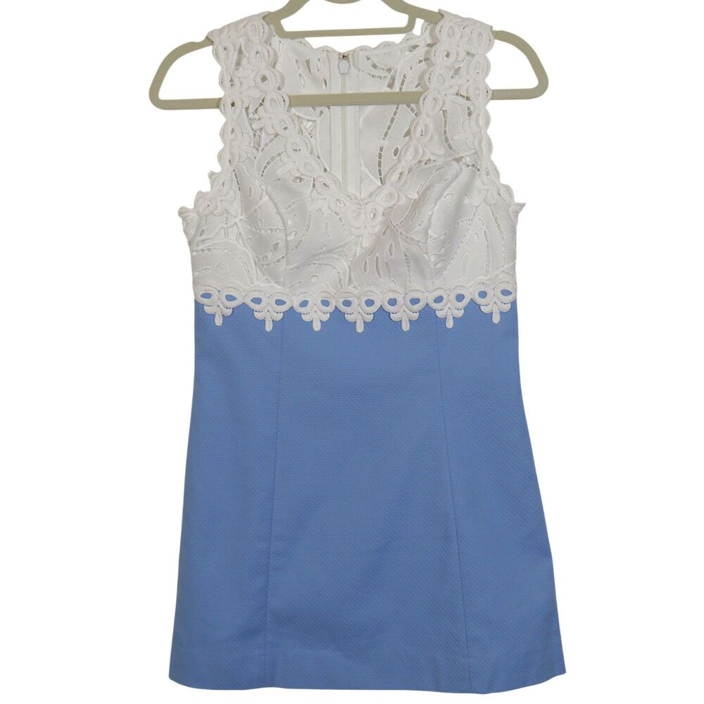 Lilly Pulitzer Sandi Lace Bodice Textured Fabric Shift Mini Dress Sz 0